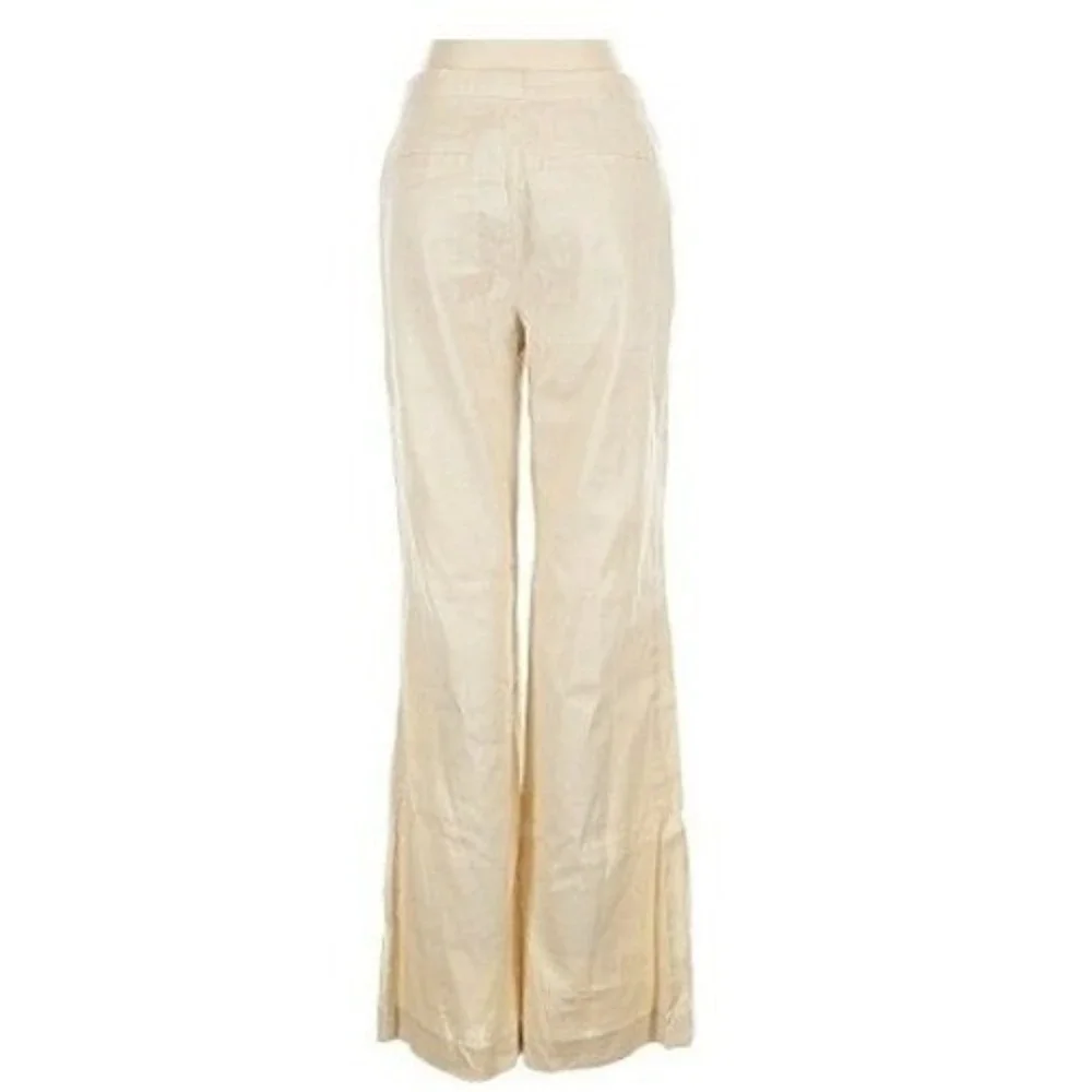 Banana Republic Harrison Linen Blend Wide Leg‎ Pants Beige 6 W28x33 NWOT $150